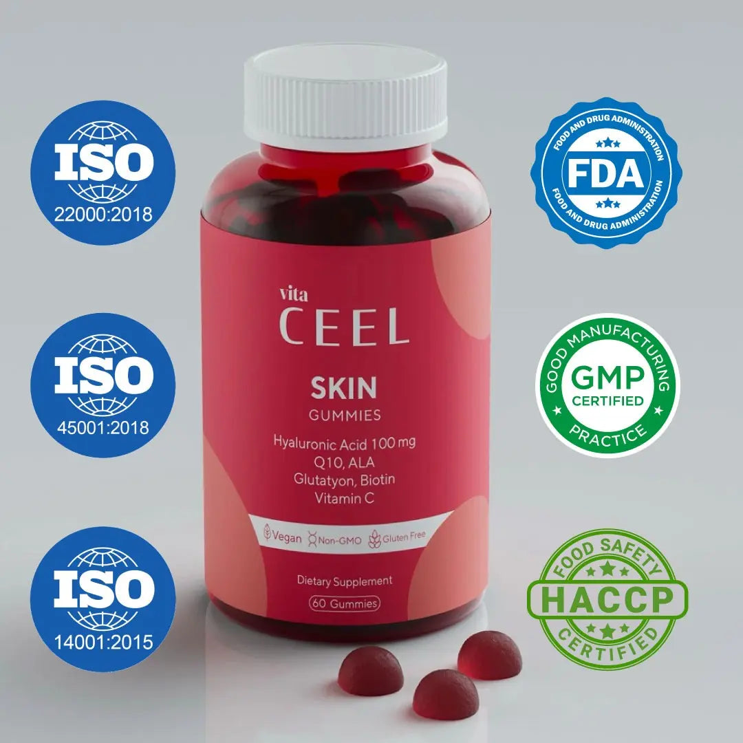 Vita CEEL Skin Gummies s certifikati ISO, FDA, GMP in HACCP – kakovostna prehranska dopolnila